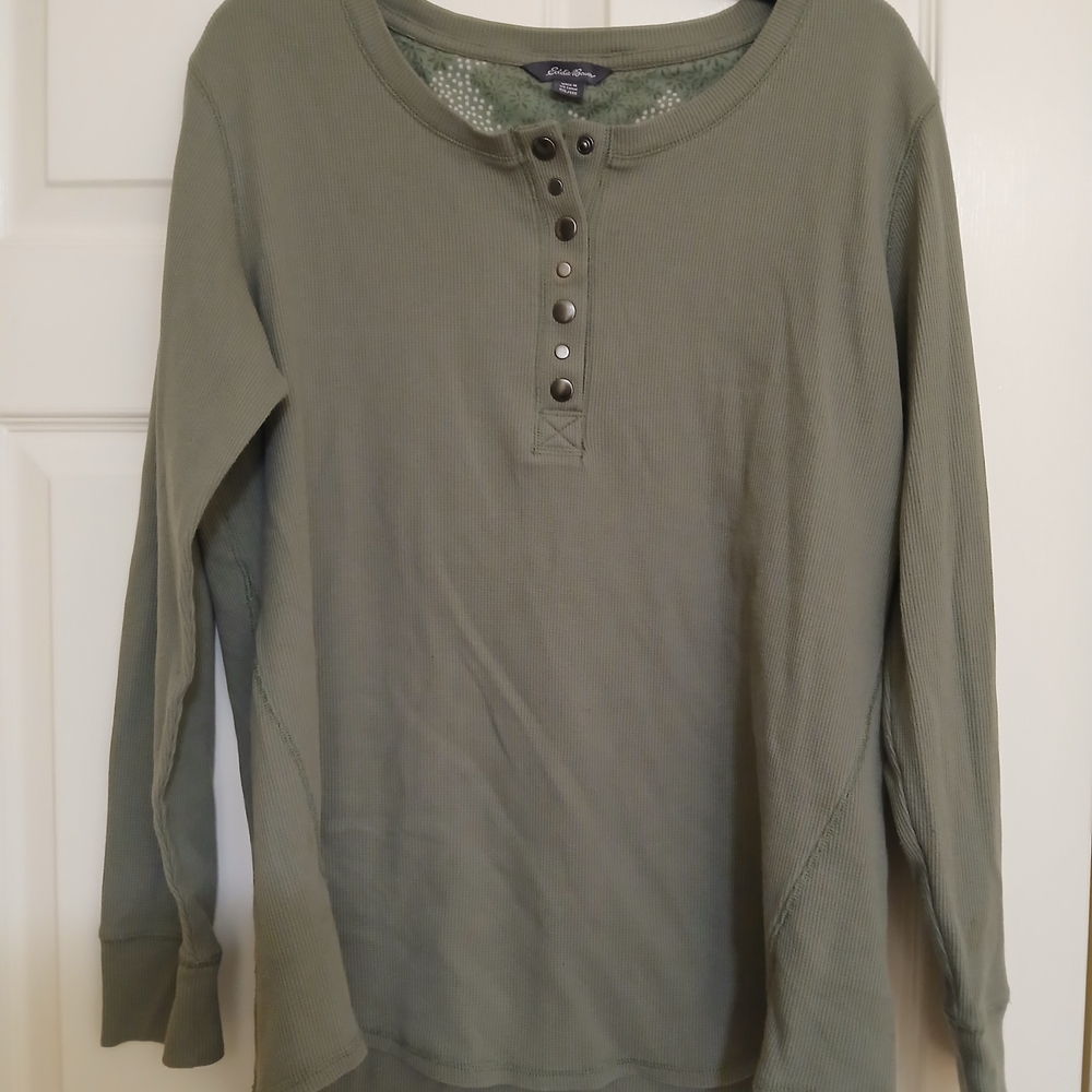 Eddie Bauer Sage Green Textured Henley